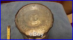 Antique Abbey 10 Cent Cigars Glass Humidor Jar With LID Embossed Store Counter