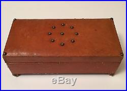 Antique Alfred Dunhill Brown Leather Studded Cigar Case Humidor