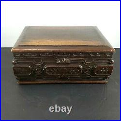 Antique Alfred Dunhill Cigar Humidor Edwardian Era Carved Wood Case Pre 1924