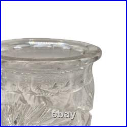 Antique American Brilliant Period Cut Glass Humidor Jar Crystal Tobacco Hobstar