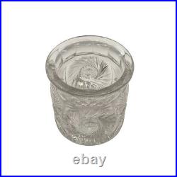 Antique American Brilliant Period Cut Glass Humidor Jar Crystal Tobacco Hobstar