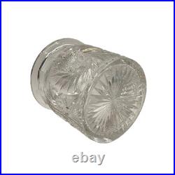 Antique American Brilliant Period Cut Glass Humidor Jar Crystal Tobacco Hobstar