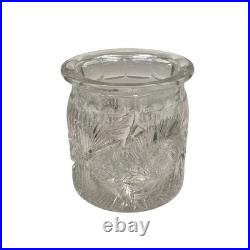 Antique American Brilliant Period Cut Glass Humidor Jar Crystal Tobacco Hobstar
