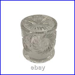 Antique American Brilliant Period Cut Glass Humidor Jar Crystal Tobacco Hobstar