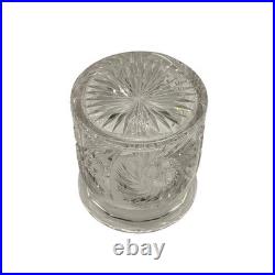 Antique American Brilliant Period Cut Glass Humidor Jar Crystal Tobacco Hobstar