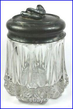 Antique Apollo Lead Crystal Glass Tobacco Cigar Humidor Jar with Pipe Cigar Lid