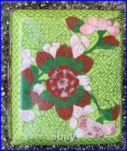Antique Art Deco Enameled Copper 3 Humidors Chinese Cloisonne Floral Pattern Antique Art Deco Enameled Copper 3 Humidors Chinese Cloisonne Floral Pattern