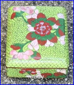 Antique Art Deco Enameled Copper 3 Humidors Chinese Cloisonne Floral Pattern Antique Art Deco Enameled Copper 3 Humidors Chinese Cloisonne Floral Pattern
