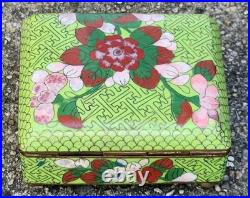 Antique Art Deco Enameled Copper 3 Humidors Chinese Cloisonne Floral Pattern Antique Art Deco Enameled Copper 3 Humidors Chinese Cloisonne Floral Pattern