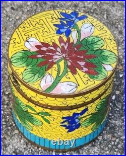 Antique Art Deco Enameled Copper 3 Humidors Chinese Cloisonne Floral Pattern Antique Art Deco Enameled Copper 3 Humidors Chinese Cloisonne Floral Pattern