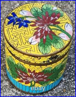 Antique Art Deco Enameled Copper 3 Humidors Chinese Cloisonne Floral Pattern Antique Art Deco Enameled Copper 3 Humidors Chinese Cloisonne Floral Pattern