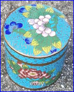Antique Art Deco Enameled Copper 3 Humidors Chinese Cloisonne Floral Pattern Antique Art Deco Enameled Copper 3 Humidors Chinese Cloisonne Floral Pattern