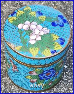 Antique Art Deco Enameled Copper 3 Humidors Chinese Cloisonne Floral Pattern Antique Art Deco Enameled Copper 3 Humidors Chinese Cloisonne Floral Pattern