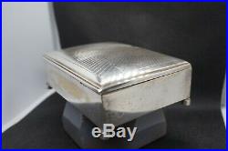 Antique Art Deco Trinket Cigar Wood Liner Humidor Case Box Jewelry Caddy silver