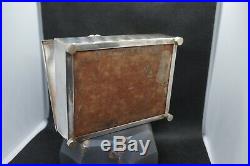Antique Art Deco Trinket Cigar Wood Liner Humidor Case Box Jewelry Caddy silver