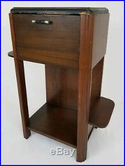Antique Art Deco Walnut Copper Lined Tobacco Stand Cigar Humidor Stand Vintage