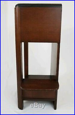 Antique Art Deco Walnut Copper Lined Tobacco Stand Cigar Humidor Stand Vintage
