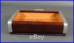 Antique Art Deco Wood Wooden Tobacco Cigar Humidor Box Holder Case with Roll Top