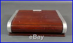 Antique Art Deco Wood Wooden Tobacco Cigar Humidor Box Holder Case with Roll Top