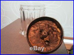 Antique Art Nouveau Bulldog Cigar Humidor Glass Jar with Metal Lid