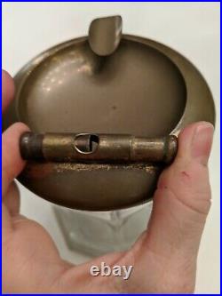 Antique Art Nouveau Cigar Humidor Glass Jar with Metal Lid Cutter & Cigar Rest