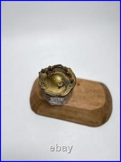 Antique Art Nouveau Glass Jar Floral Metal Lid Antique 1900s