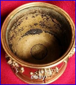 Antique Art Nouveau Humidor Brass Raised Relief Lotus Flowers Surrounding Piece