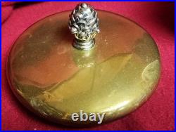Antique Art Nouveau Humidor Brass Raised Relief Lotus Flowers Surrounding Piece