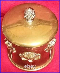 Antique Art Nouveau Humidor Brass Raised Relief Lotus Flowers Surrounding Piece