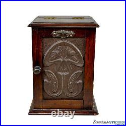 Antique Art Nouveau Oak Estate Pipe Tobacco Humidor Cabinet