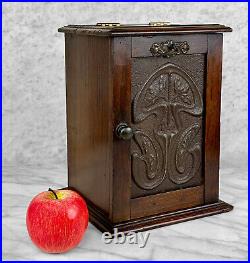 Antique Art Nouveau Oak Estate Pipe Tobacco Humidor Cabinet