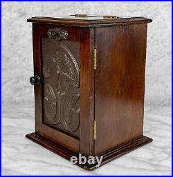 Antique Art Nouveau Oak Estate Pipe Tobacco Humidor Cabinet