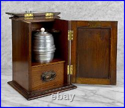 Antique Art Nouveau Oak Estate Pipe Tobacco Humidor Cabinet