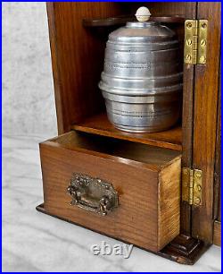 Antique Art Nouveau Oak Estate Pipe Tobacco Humidor Cabinet