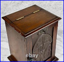 Antique Art Nouveau Oak Estate Pipe Tobacco Humidor Cabinet