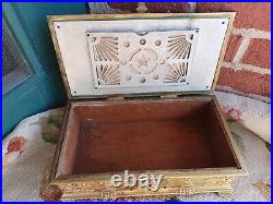 Antique Art Nouveau Sgd Brass Bird Medieval Repousse Tobacco Cigar Humidor Box