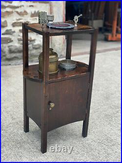 Antique Arts & Crafts Mahogany Cigar Pipe Smoking Stand with Humidor by HT Cushman