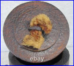 Antique Arts Crafts Mission Carved Wood MAN Pipe Tobacco Smoking Humidor