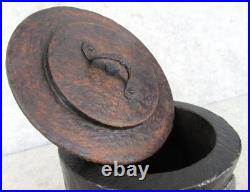Antique Arts Crafts Mission Carved Wood MAN Pipe Tobacco Smoking Humidor