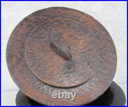 Antique Arts Crafts Mission Carved Wood MAN Pipe Tobacco Smoking Humidor