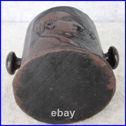 Antique Arts Crafts Mission Carved Wood MAN Pipe Tobacco Smoking Humidor