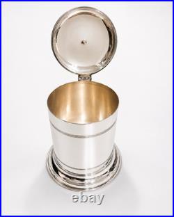 Antique Asprey London Edwardian Biscuit Barrel Cigar Humidor Jar Nickel Silver