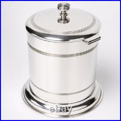 Antique Asprey London Edwardian Biscuit Barrel Cigar Humidor Jar Nickel Silver
