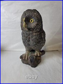Antique Austrian Owl Humidor Tabacco Jar Glass Eyes