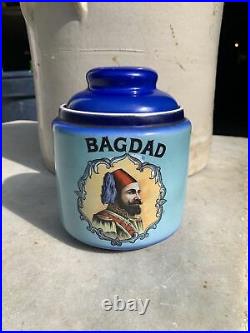 Antique BAGDAD TOBACCO JAR HUMIDOR NO CRACKS NO CHIPS