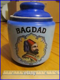 Antique BAGDAD TOBACCO JAR HUMIDOR NO CRACKS NO CHIPS, ceramic