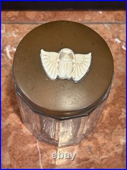 Antique Benedict & Burnham Karnak Egyptian scarab glass and brass humidor 1900's