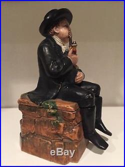 Antique Bernard Bloch Circa 1900 Tobacco Jar #145 Of Man Smoking Pipe