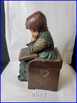 Antique Bernard Bloch Figural School Girl Tobacco Jar Humidor