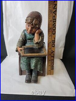 Antique Bernard Bloch Figural School Girl Tobacco Jar Humidor